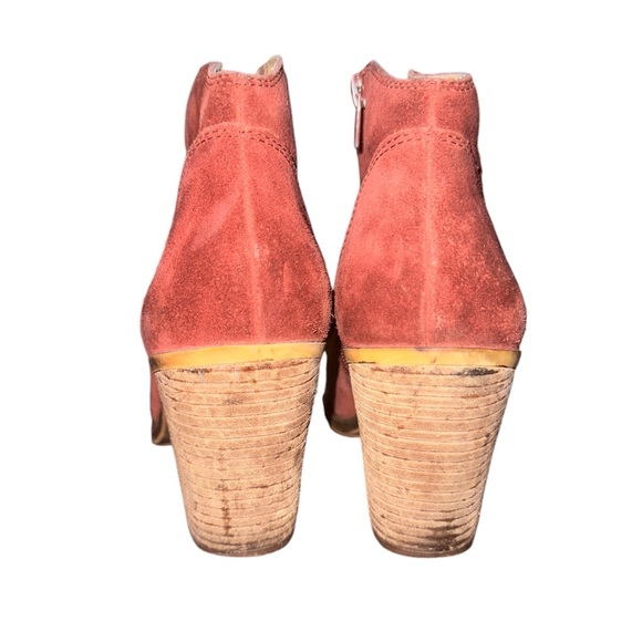 Lucky Brand Eller Burgundy Suede Western Stacked Heel Booties Ankle Boots 8.5 - Picture 8 of 10